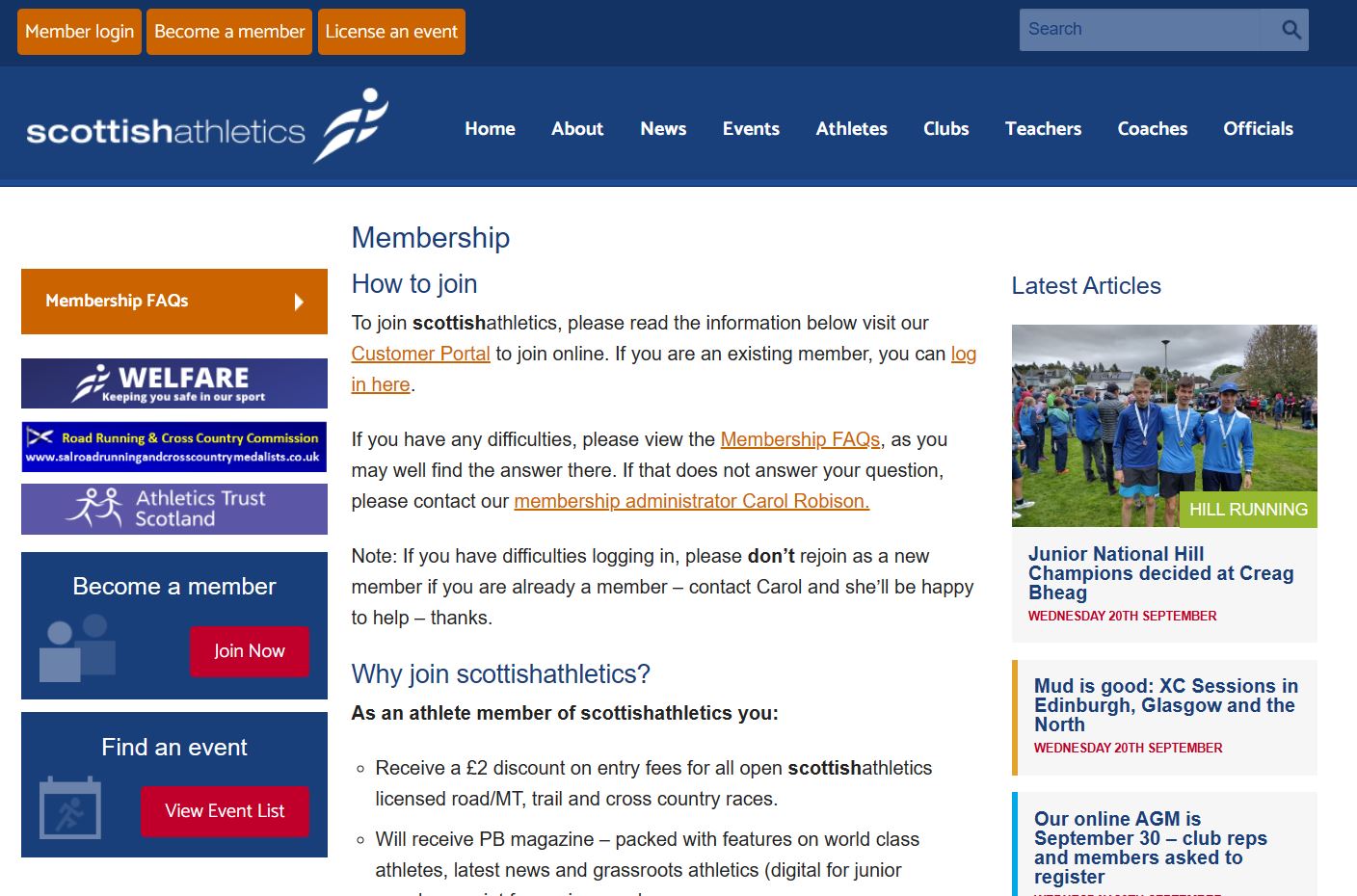 Scottish Athletics Website