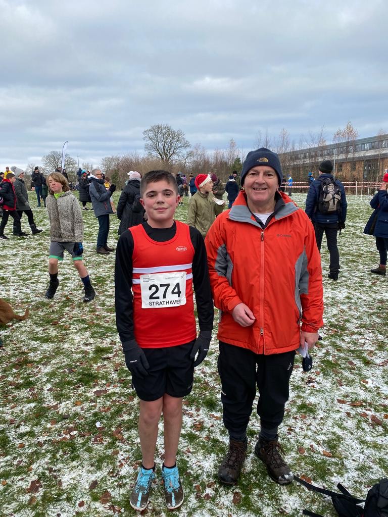Arron Scott and Alex Kidd at the West District Cross Country Championships, Strathaven, 2023